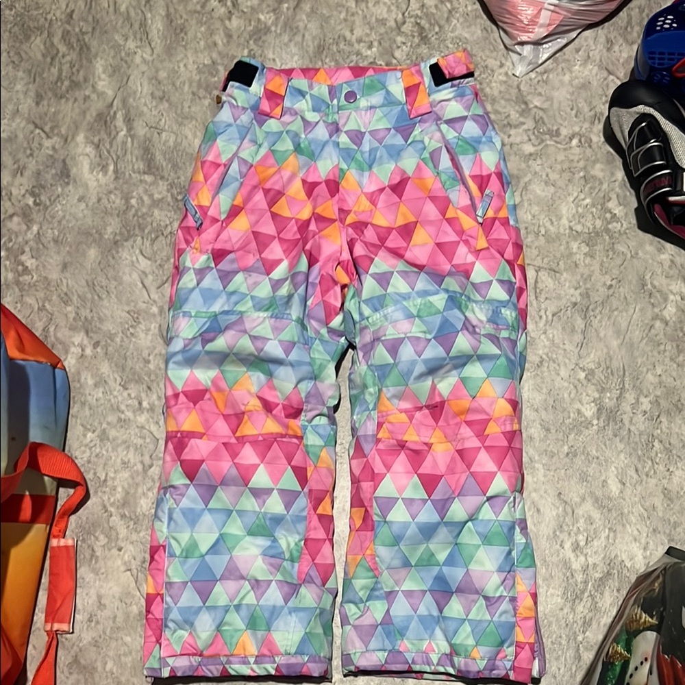 Eddie Bauer xs 5/6 girls Colorful Geometric Snow Pants